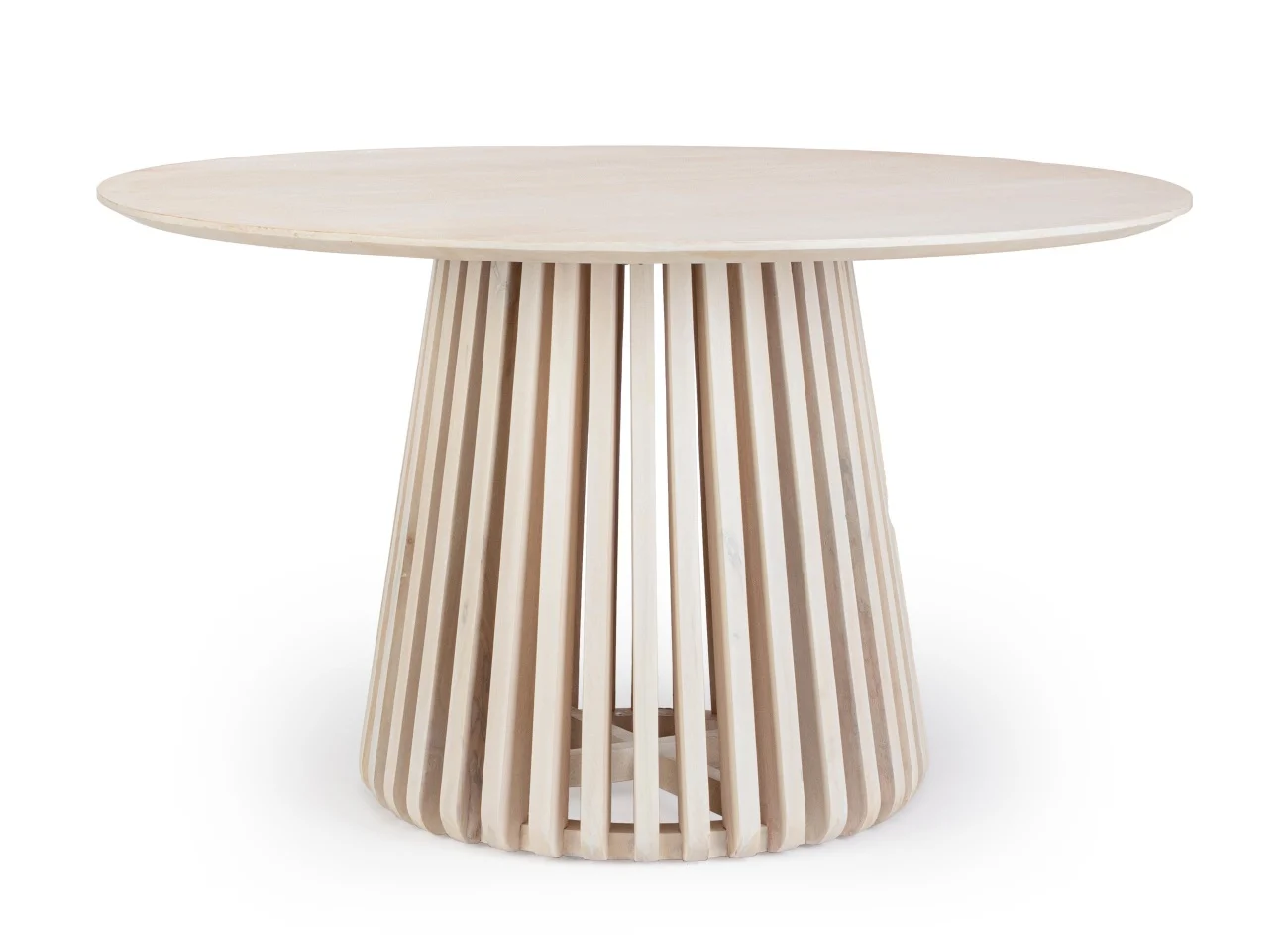 Esstisch Odion Mangoholz, modern rund mit Mittelfuß, natur, Ø 130 cm, für 3–4 Personen - Bizzotto