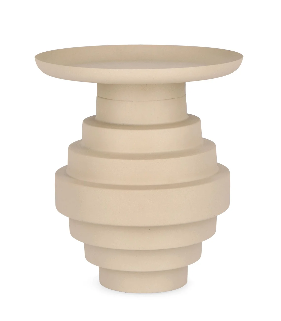 Beistelltisch Amba aus Metall, rundes Design, beige, Ø 35 cm, pulverbeschichtet - Bizzotto