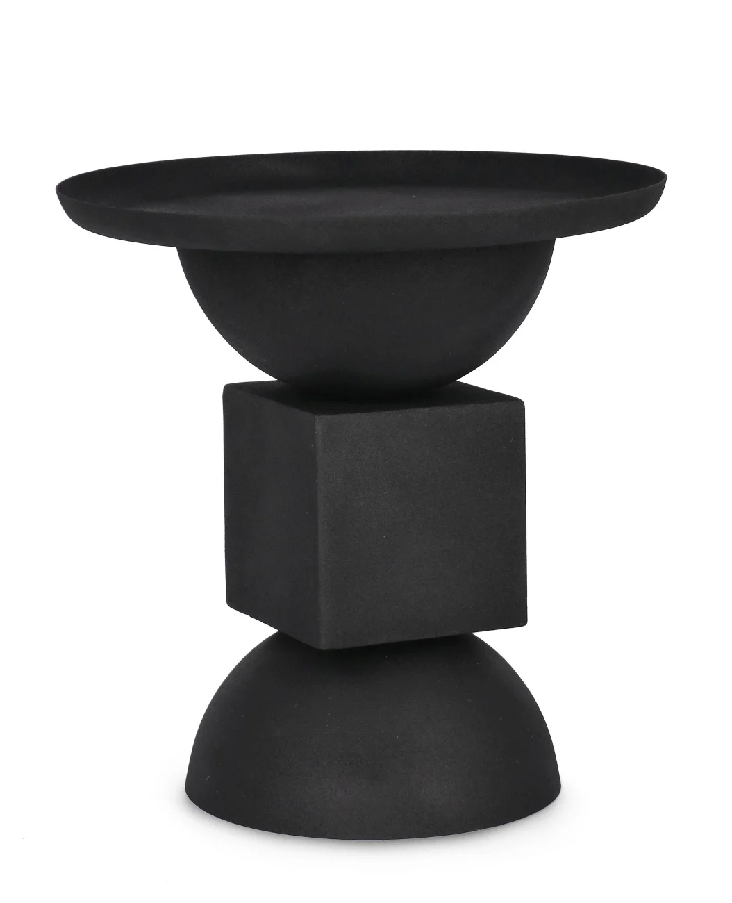 Beistelltisch Alka aus Metall, pulverbeschichtet, rundes Design, Schwarz, moderner Stil - Bizzotto