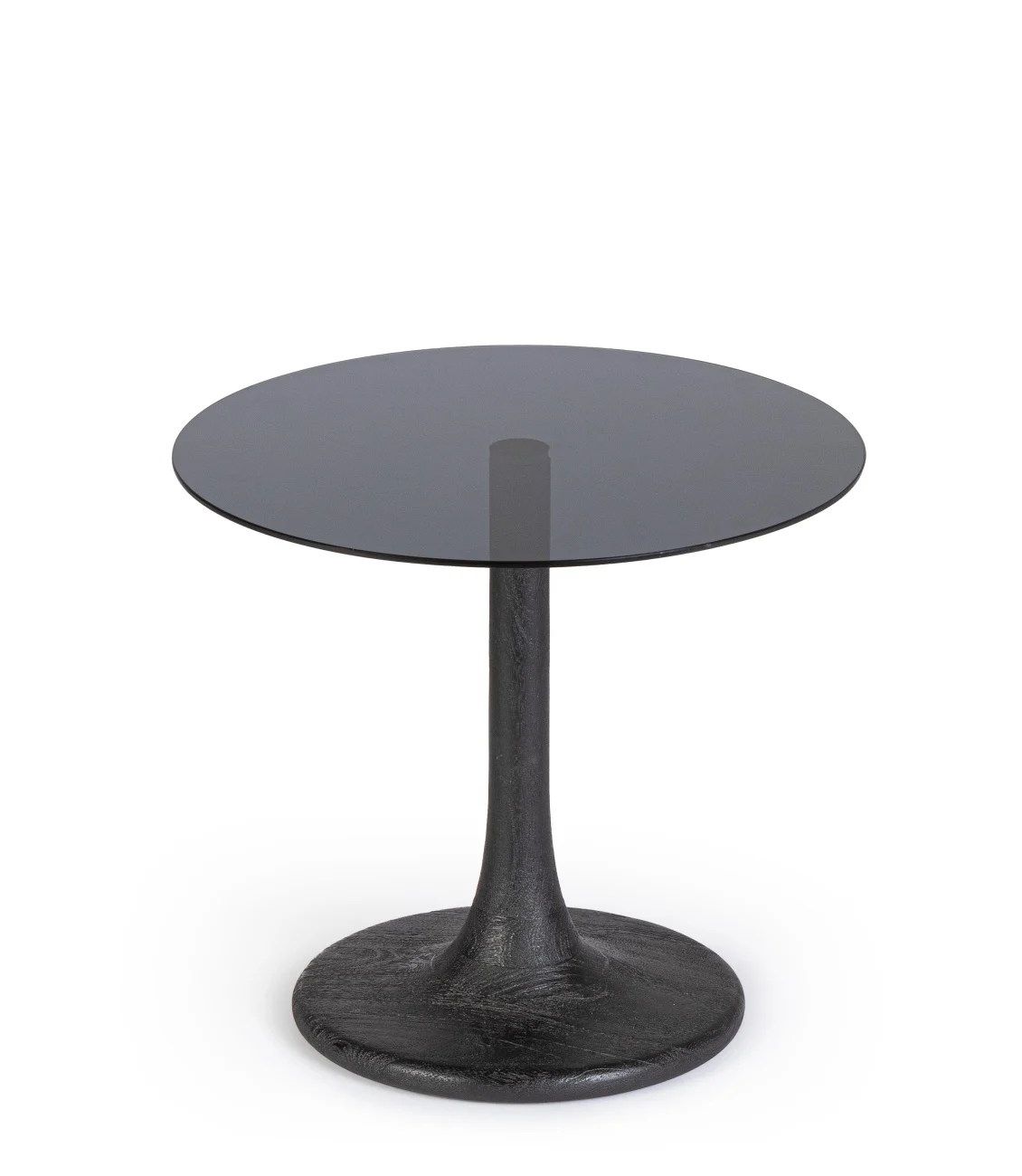 Beistelltisch Aberdeen aus Mangoholz und Glas, modern, rund, schwarz, Ø 45 cm - Bizzotto