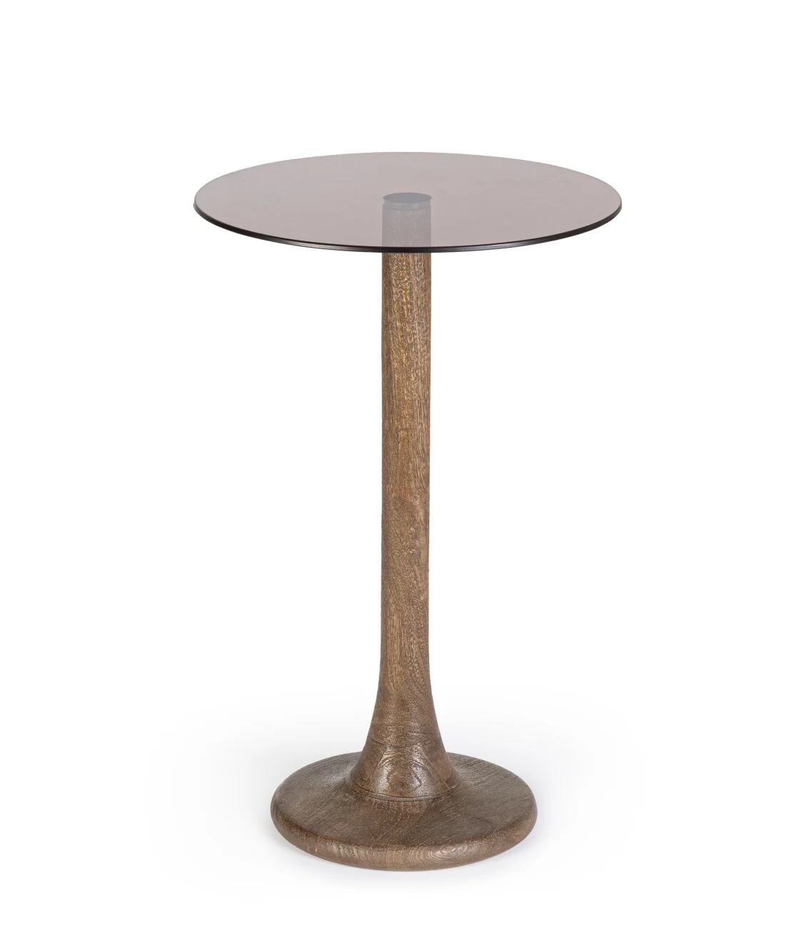 Beistelltisch Aberdeen aus Mangoholz und Glas, modern rund, braun, Ø 35 cm, elegantes Design - Bizzotto