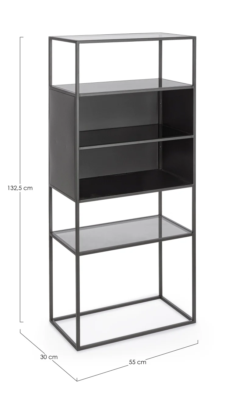 Regal Hydra aus Metall, modernes Design, Grau, 55 cm, pulverbeschichtet für Innenräume - Bizzotto