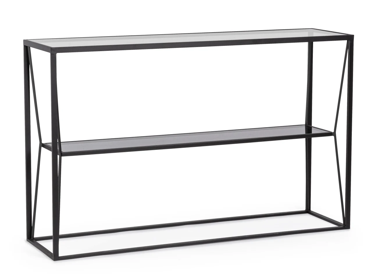 Konsole Hydra aus Metall und Glas, modern, schwarz, 120 cm breit, pflegeleichte Oberfläche - Bizzotto
