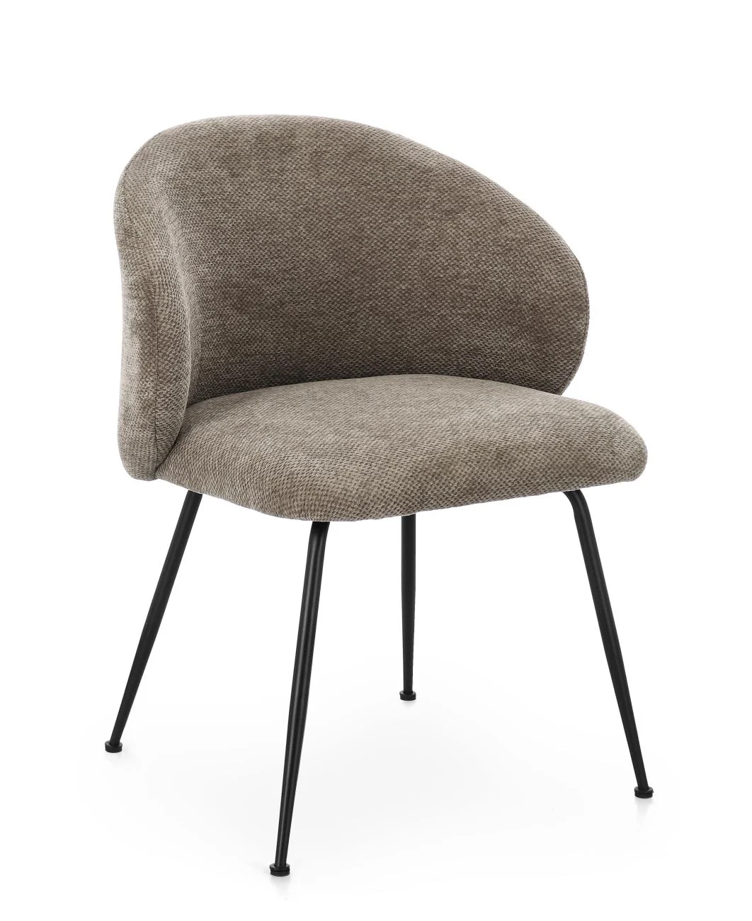 Esszimmerstuhl Gesien aus Chenille-Stoff, modern und gepolstert, Braun, Metallgestell