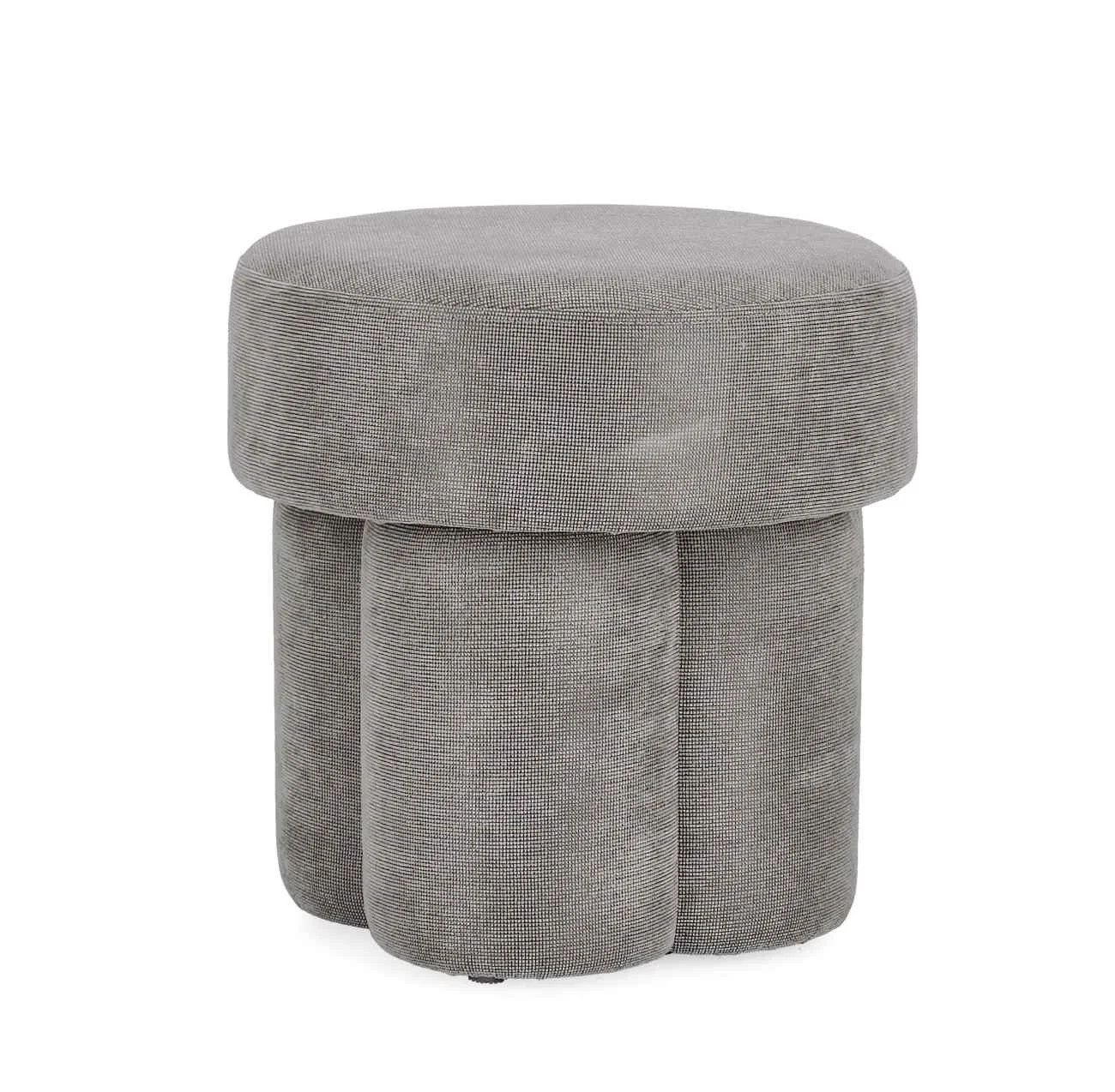 Hocker Glenda aus Stoff, modern und komfortabel, rund, grau, vielseitig für dein Zuhause - Bizzotto