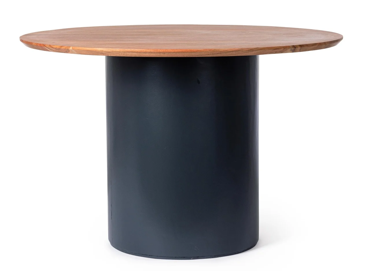 Esstisch Ojas aus Akazienholz, modern rundes Design, Dunkelblau Natur, Ø 115 cm, für 4 Personen - Bizzotto