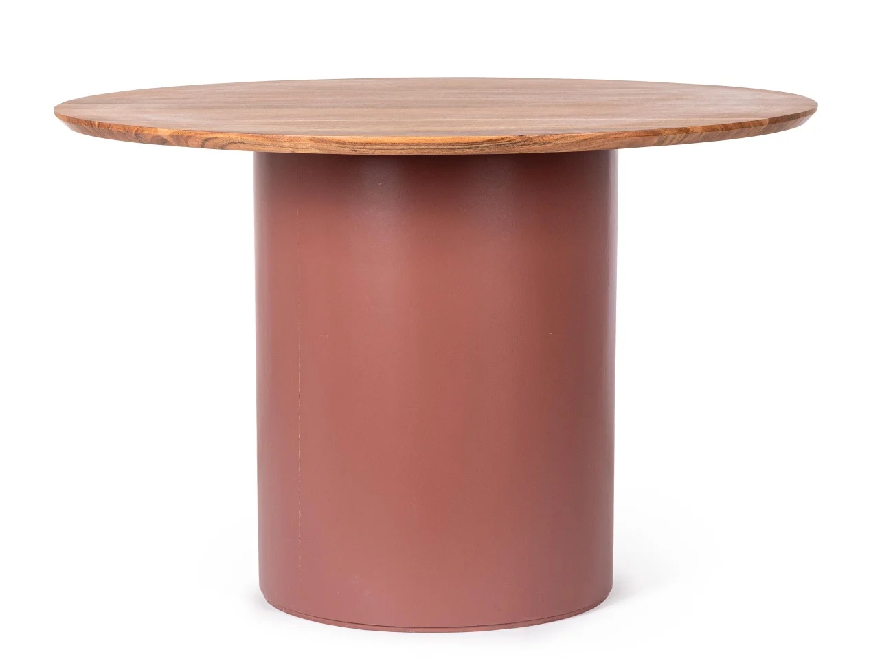 Esstisch Ojas aus Akazienholz, modern rund, Terrakotta Natur, für 4 Personen, Ø 115 cm - Bizzotto