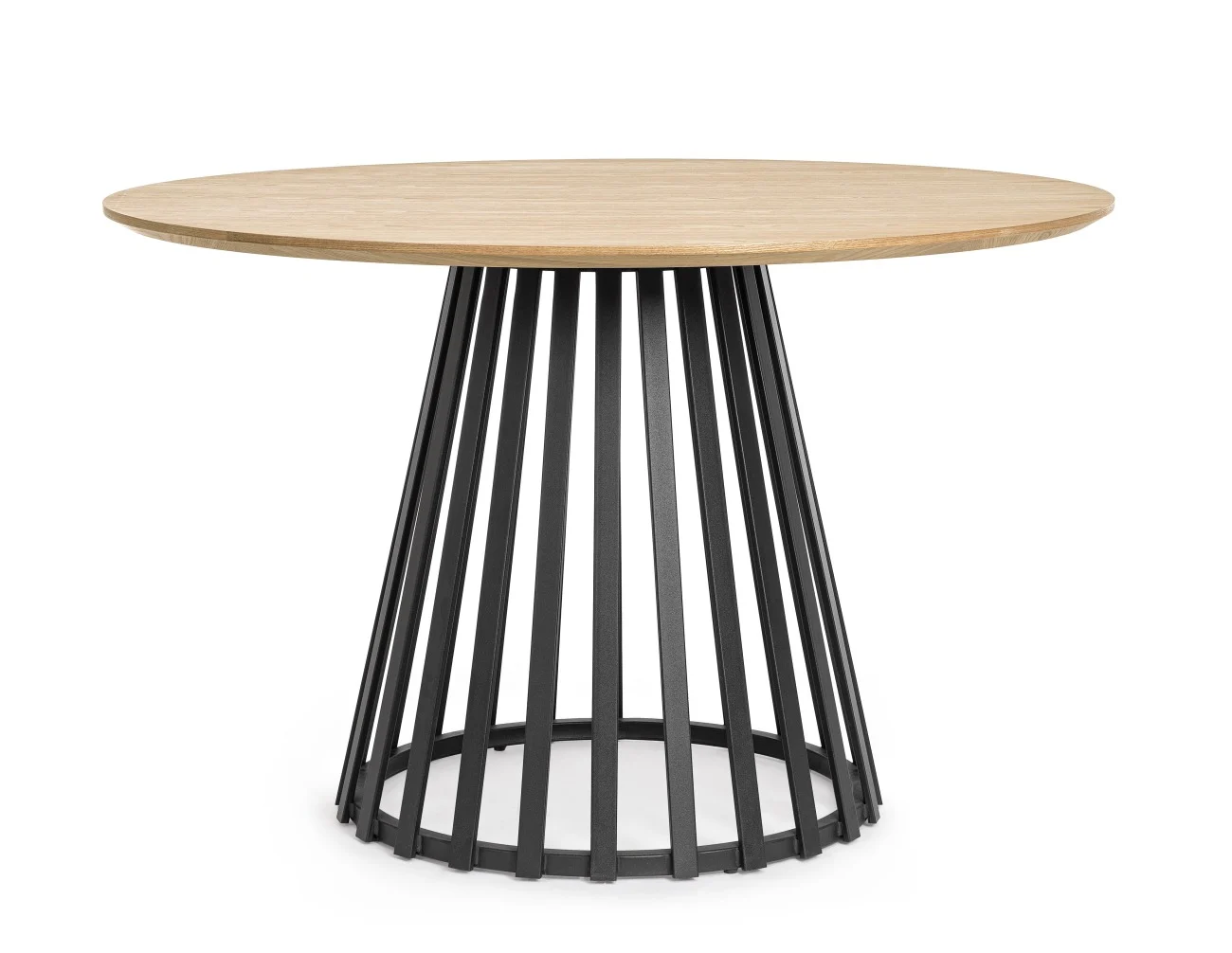 Esstisch Cillian aus Holz, modernes Design, rund Ø 120 cm, Gestell Schwarz, für 4–6 Personen - Bizzotto