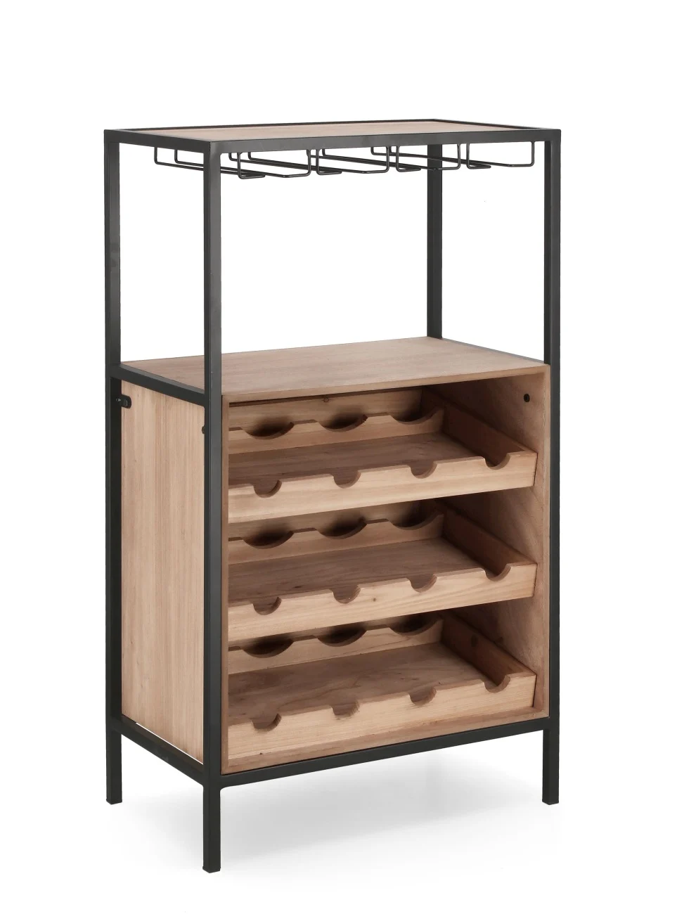 Weinregal Issac aus Metall und MDF, klassisch, naturfarben, 12 Flaschen, 51x30x91 cm - Bizzotto