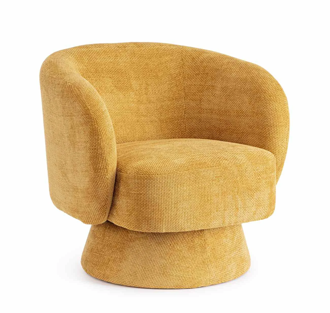 Drehsessel Julienne aus Stoff, modern und gepolstert, senfgelb, drehbar, Indoor - Bizzotto