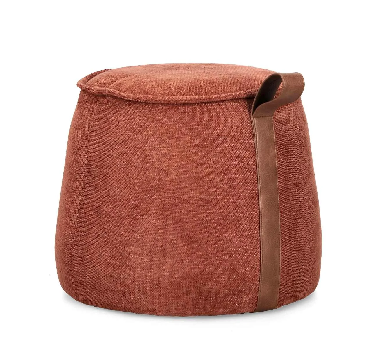 Pouf Anila aus Chenille-Stoff, klassischer Stil, rund, Farbe Ginger, komfortabel gepolstert