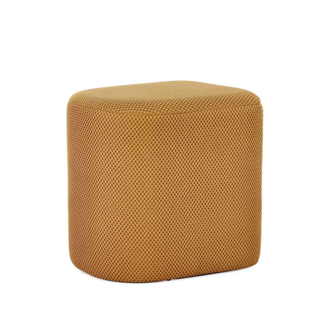Pouf Darya aus Waben-Stoff, moderner Sitzhocker, gepolstert, Senf, für Dein Wohnzimmer
