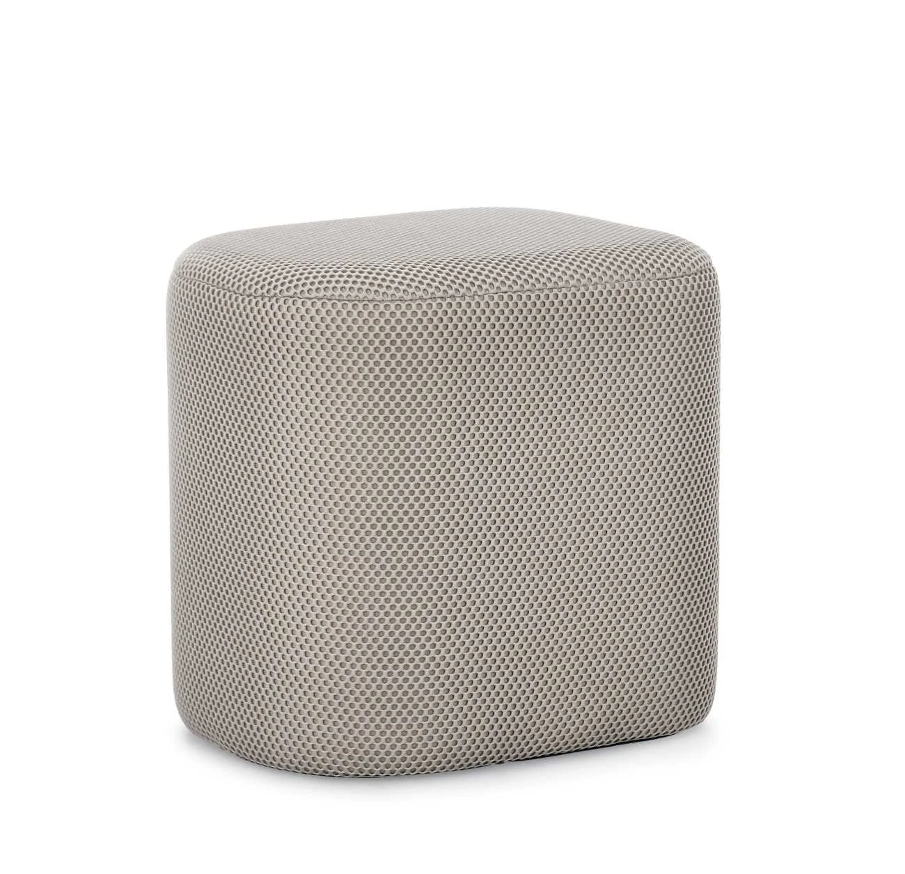 Pouf Darya aus Waben-Stoff, gepolstert, modern, hellgrau, bequemes Design für Dein Zuhause