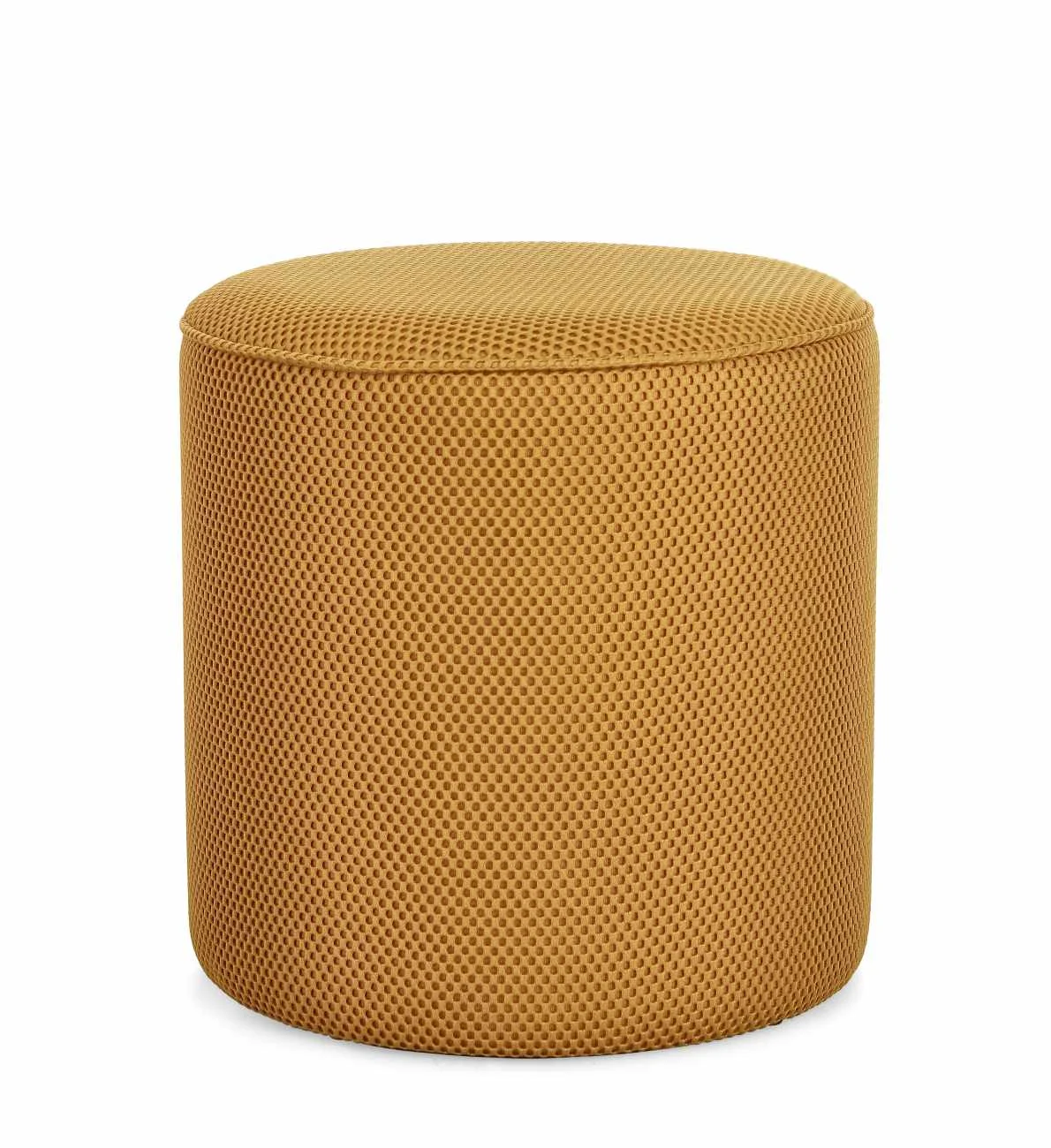 Pouf Olesya aus Waben-Stoff, modern gepolstert, rund, Senf, Ø 42 cm, bequem für Dein Zuhause