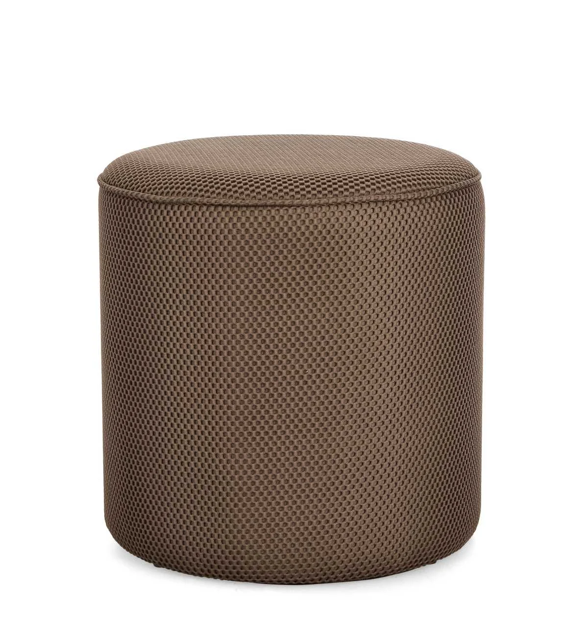 Pouf Olesya aus Waben-Stoff, modern gepolstert, rund, Farbe Tierra, Ø 42 cm