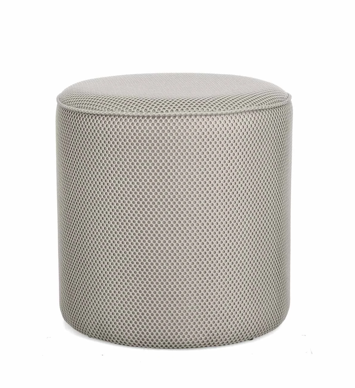 Pouf Olesya aus Waben-Stoff, modern gepolstert, hellgrau, rund Ø 42 cm, komfortabel für Dein Zuhause