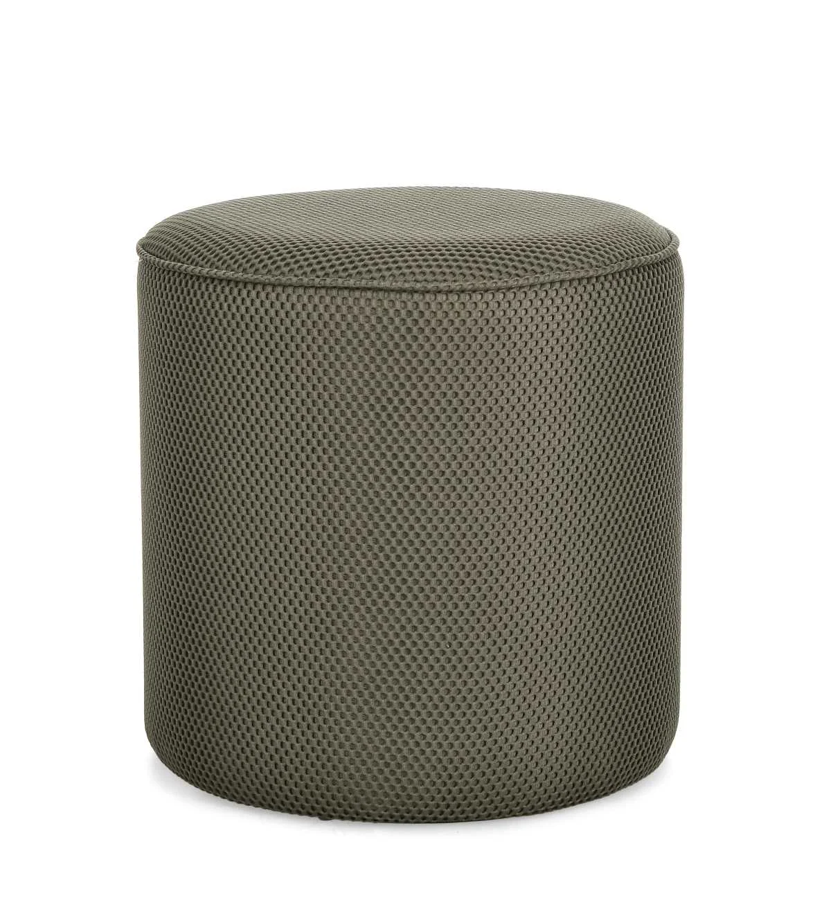 Pouf Olesya aus Waben-Stoff, rund gepolstert, modern, dunkelgrün, Ø 42 cm, für Dein Zuhause