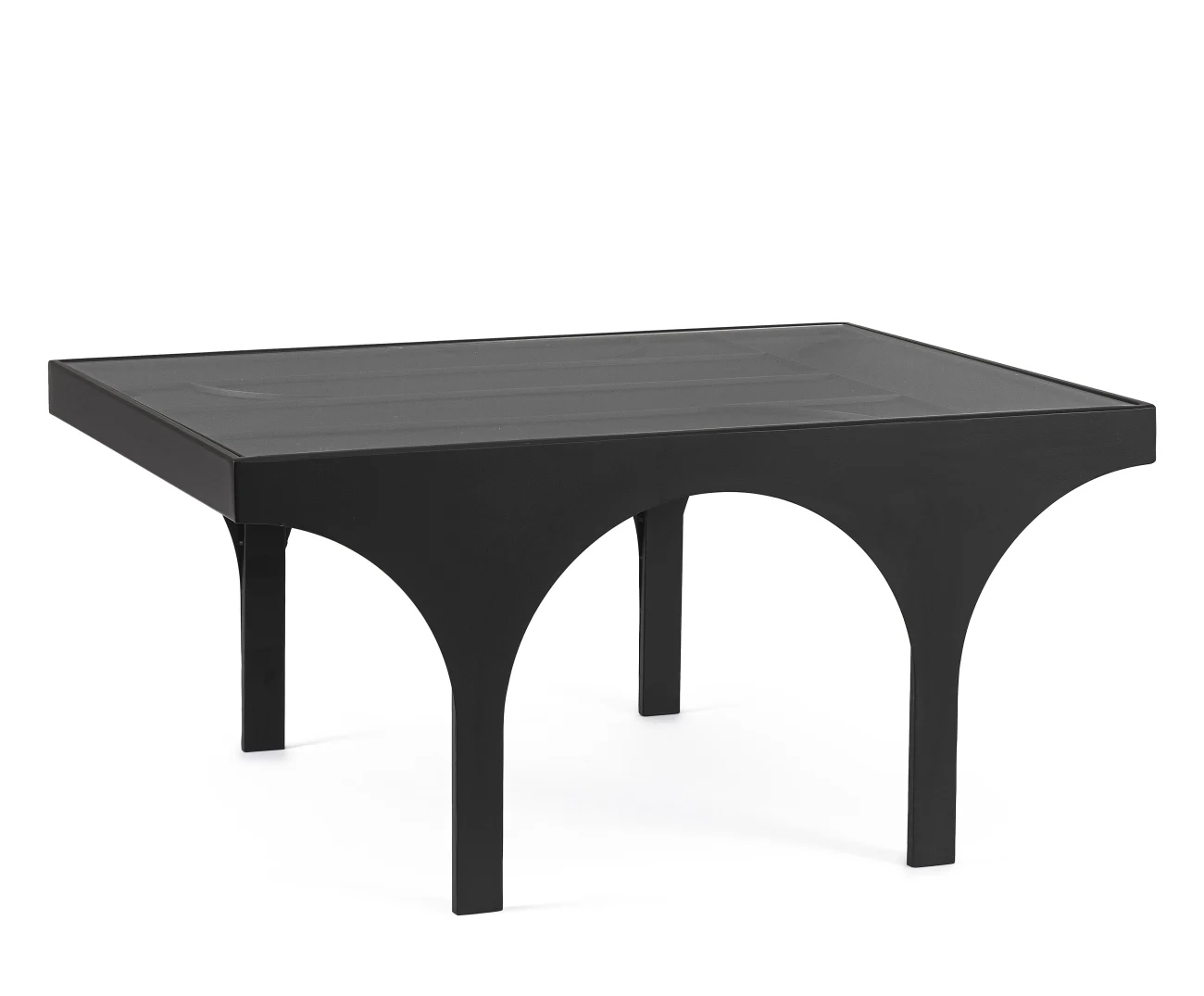 Couchtisch Archie aus Metall und Glas, modern rechteckig, schwarz, 80x60 cm, pflegeleicht - Bizzotto