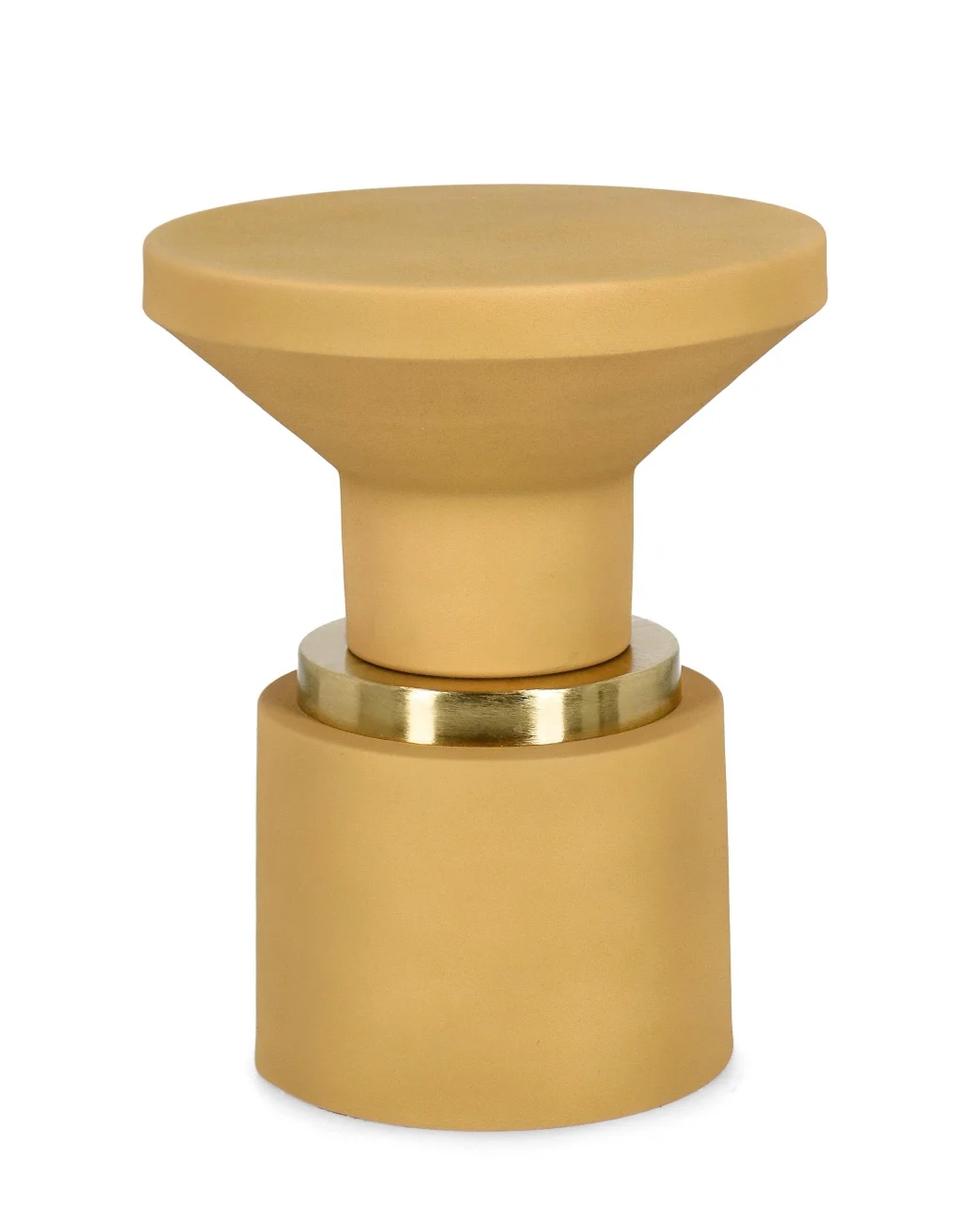 Beistelltisch Mudit aus Metall, modern, ocker, rundes Design, matt pulverbeschichtet - Bizzotto