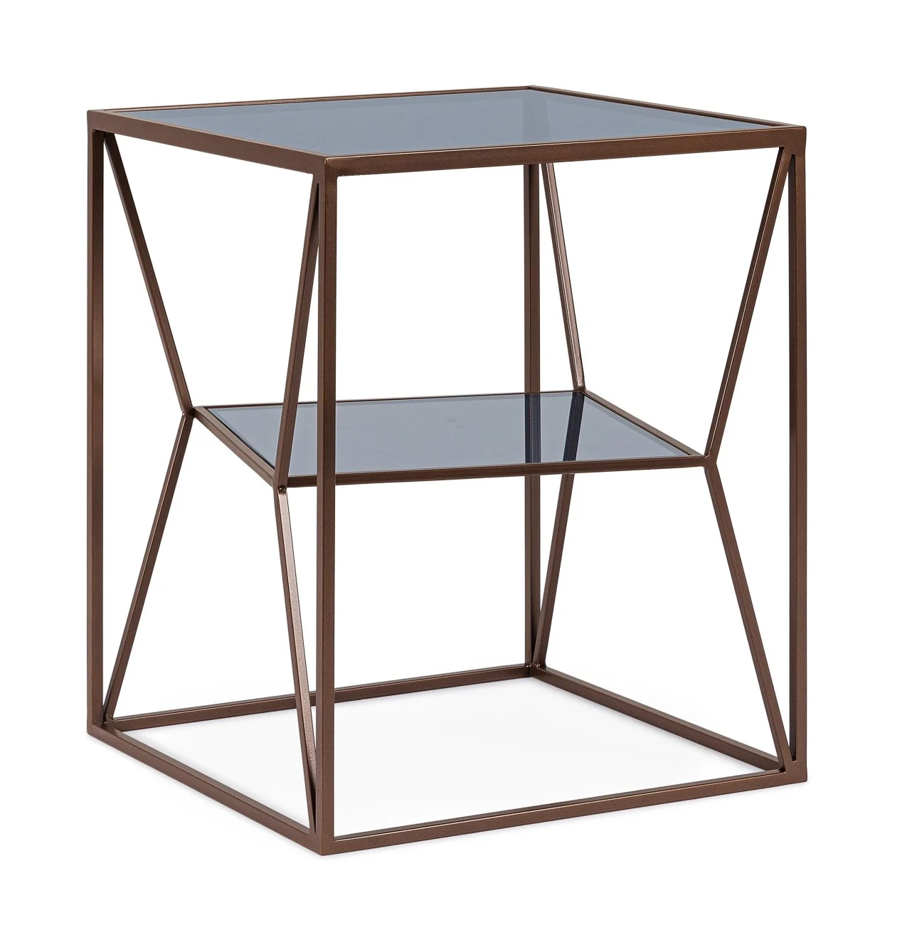 Couchtisch Hydra Metall und Glas, modern quadratisch, dunkelbronze, 40x40x50 cm, für Dein Wohnzimmer - Bizzotto