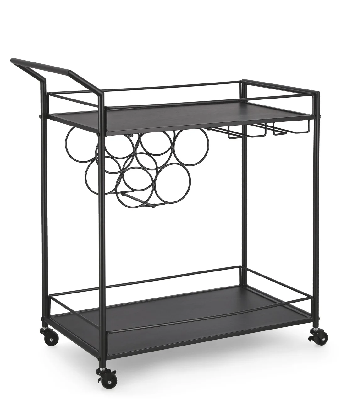 Servierwagen Isaac aus Metall, klassisch, schwarz, eckiges Design, mit Rollen für flexibles Servieren - Bizzotto