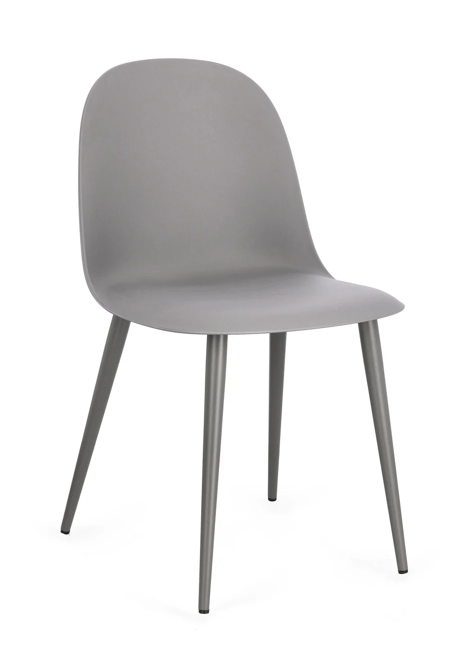 Esszimmerstuhl Ella 4er-Set aus Kunststoff, modernes Design, grau, pflegeleicht, stabil