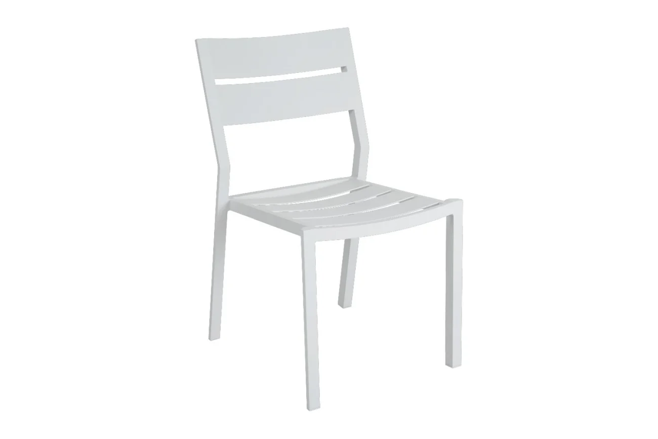 Gartenstuhl Delia von Brafab aus Aluminium, modern, stapelbar, Weiß, pflegeleicht