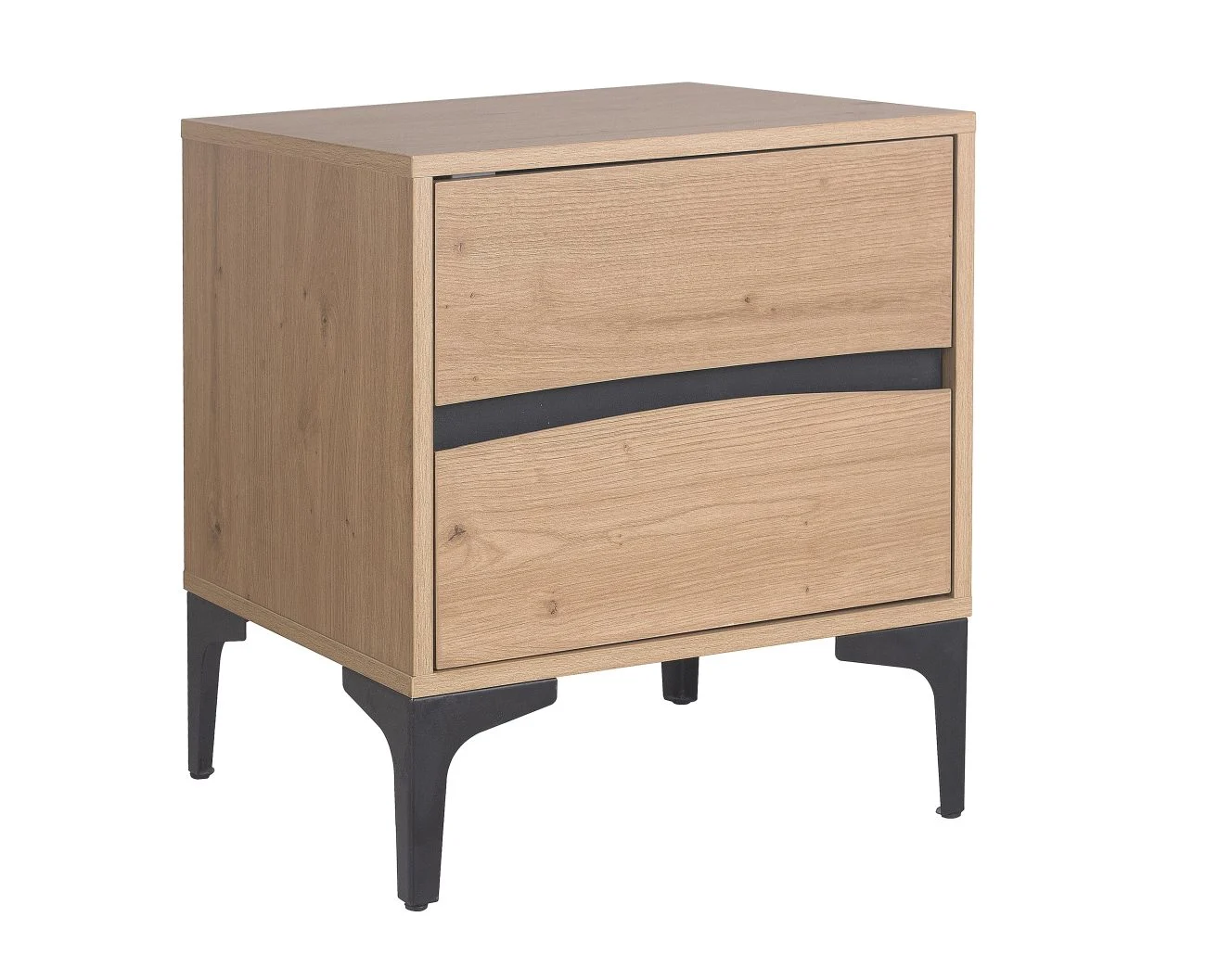 Nachttisch Melys MDF und Metall, modern mit Stahldekor, Natur, 1 Tür, 4-Fuß-Gestell
