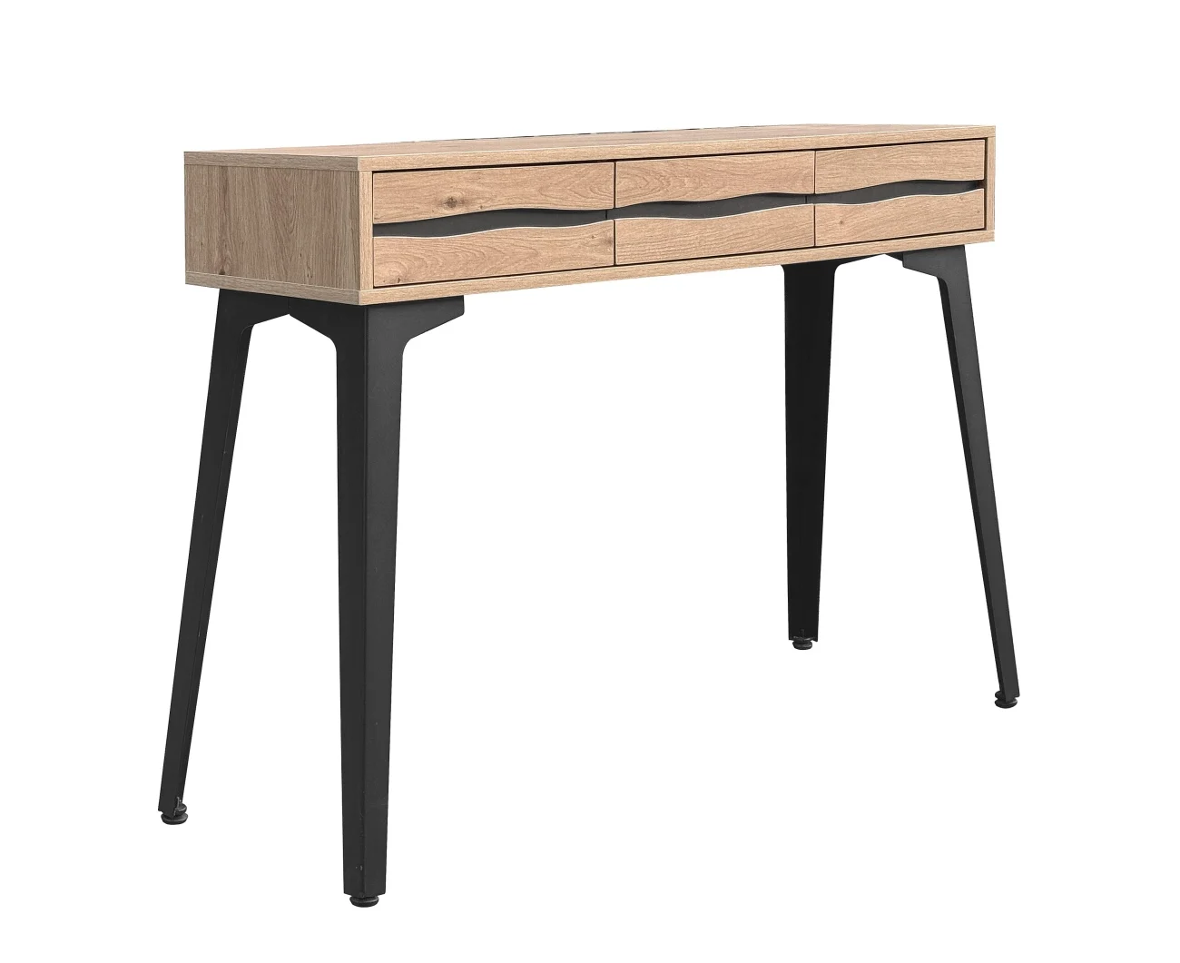 Konsole Melys aus MDF und Metall, modern im Industrial Stil, naturfarben, mit 3 Schubladen - Bizzotto