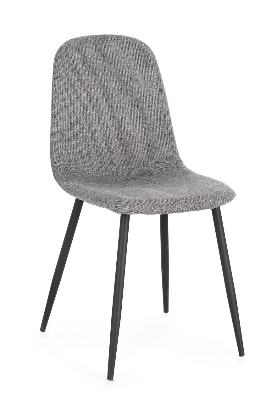 Esszimmerstuhl Irelia aus Stoff, modern und gepolstert, 4er-Set, dunkelgrau mit schwarzem Gestell