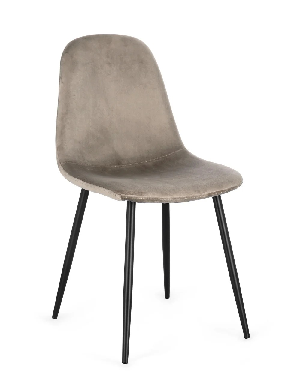Esszimmerstuhl New Irelia aus Samt, modern gepolstert, Taupe, 4er-Set, schwarzes Metallgestell