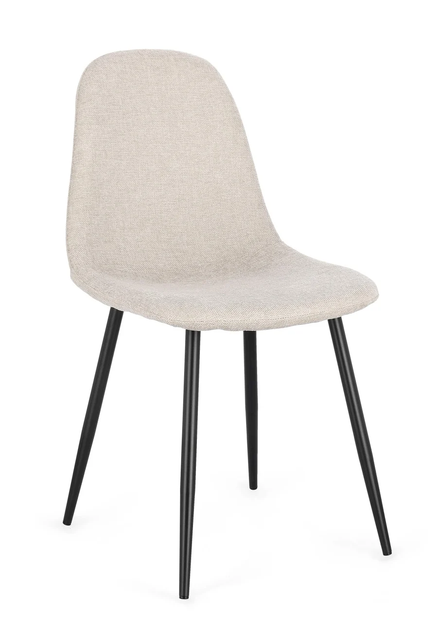 Esszimmerstuhl New Irelia 4er-Set aus Stoff, modern, gepolstert, Beige/Taupe, Metallgestell