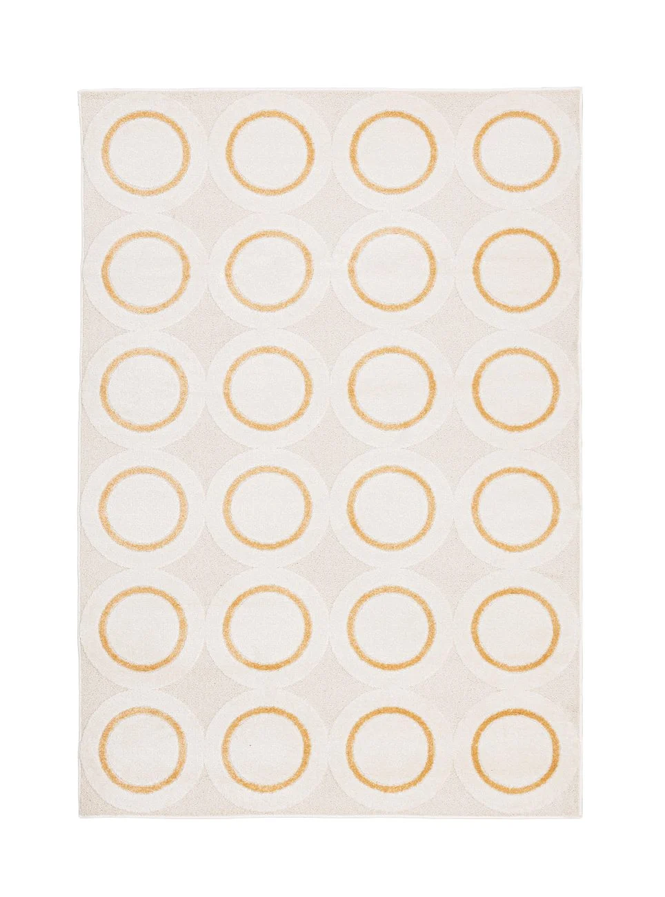Teppich Zina aus Stoff, Boho Design mit 3D-Optik, Creme Gelb, 160x230 cm, weicher Flor