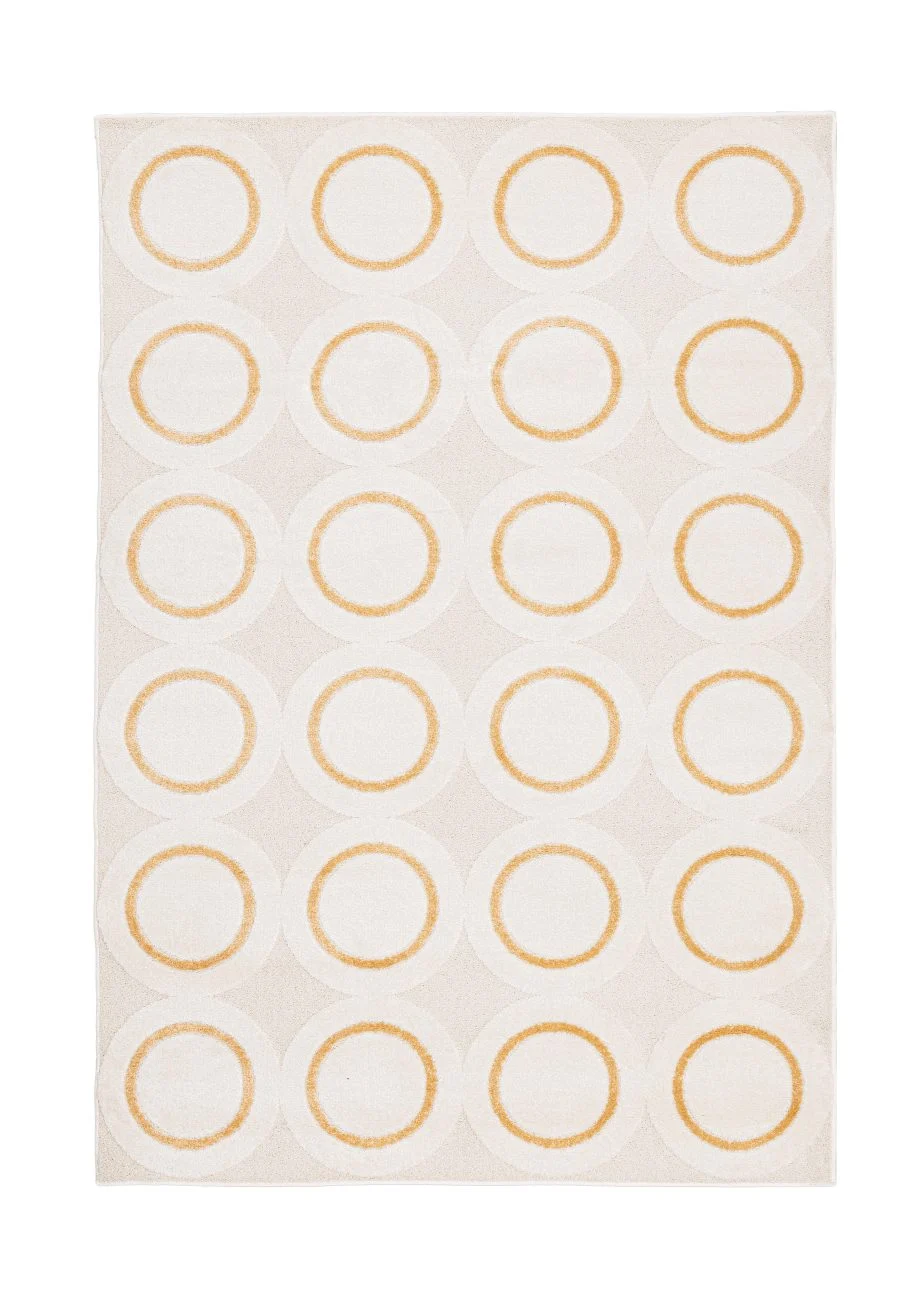 Teppich Zina aus Stoff, Boho Design mit 3D-Optik, creme gelb, 200x290 cm, weicher Flor