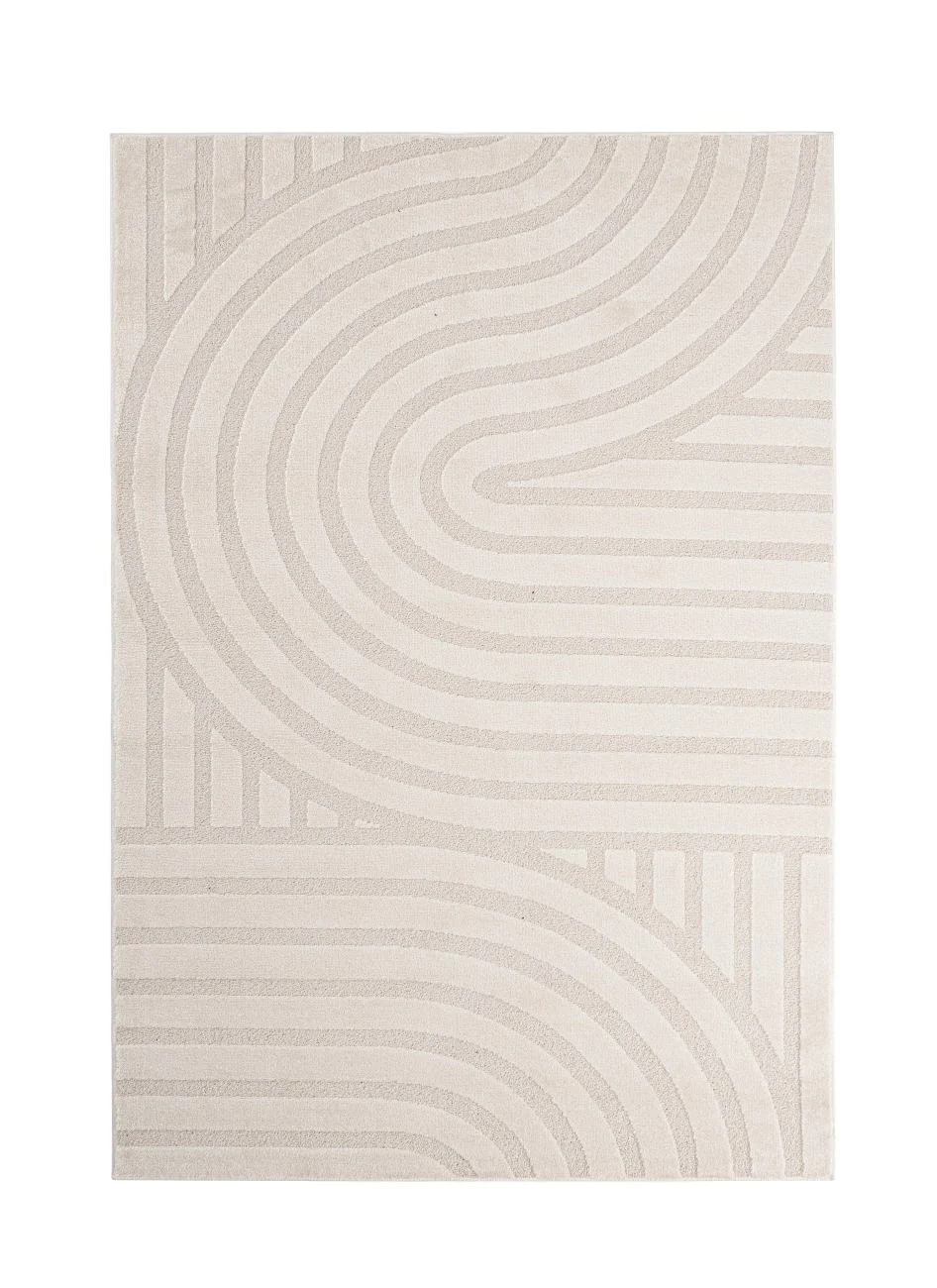 Teppich Zina Stoff, Boho Skandi Design, creme, 160x230 cm, weicher Flor, 3D-Optik