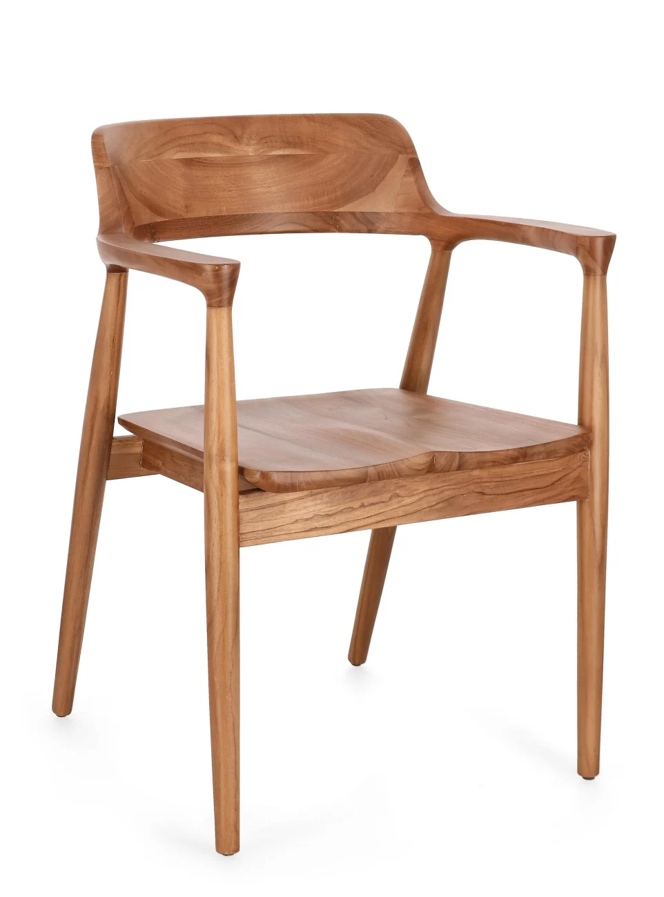 Esszimmerstuhl Suzy aus Teakholz, modernes skandinavisches Design, natur, mit Armlehnen - Bizzotto