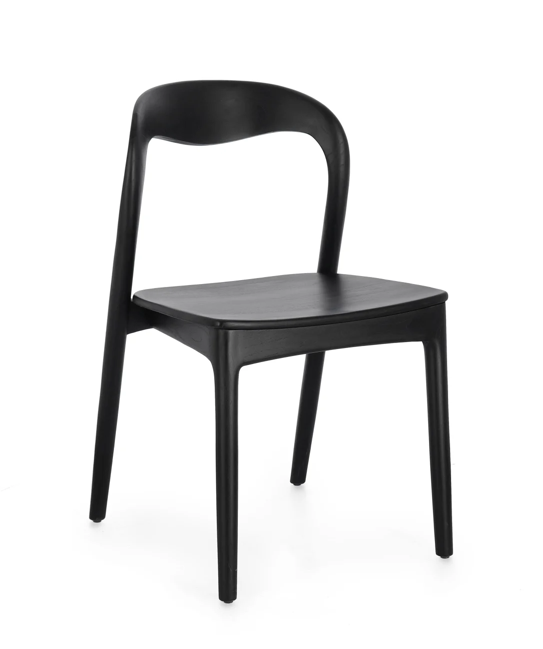 Esszimmerstuhl Miley aus Teakholz, skandinavischer Stil, Schwarz, robustes Naturholz Design - Bizzotto