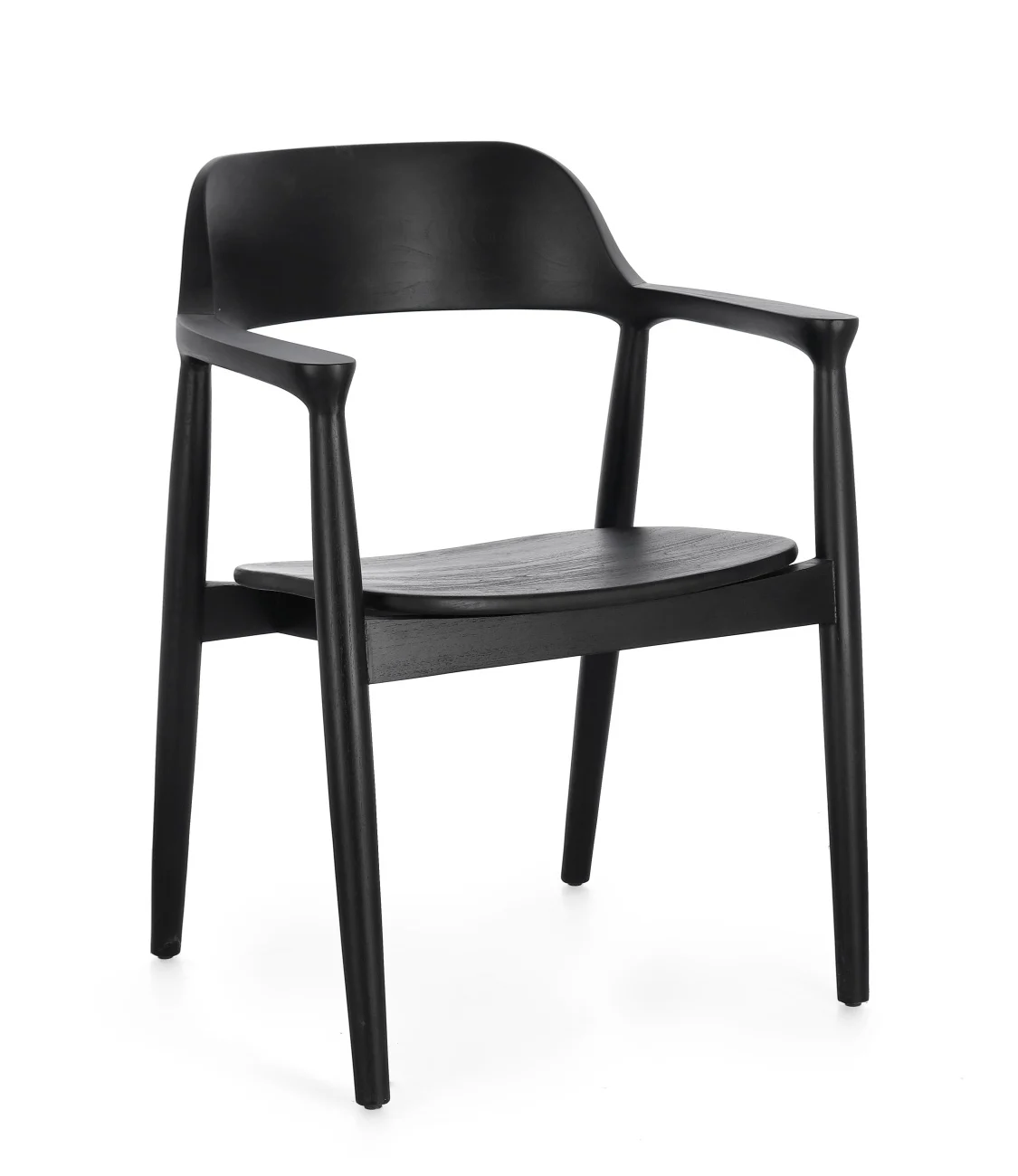 Esszimmerstuhl Idris aus Teakholz, skandinavischer Stil, Schwarz, lackierte Oberfläche, Bizzotto