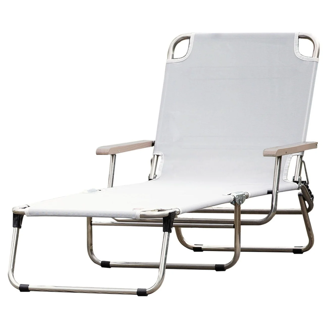 Gartenliege Amigo 40+ von Fiam, aus Aluminium mit Armlehne, modern, weiß, 3-fach verstellbar