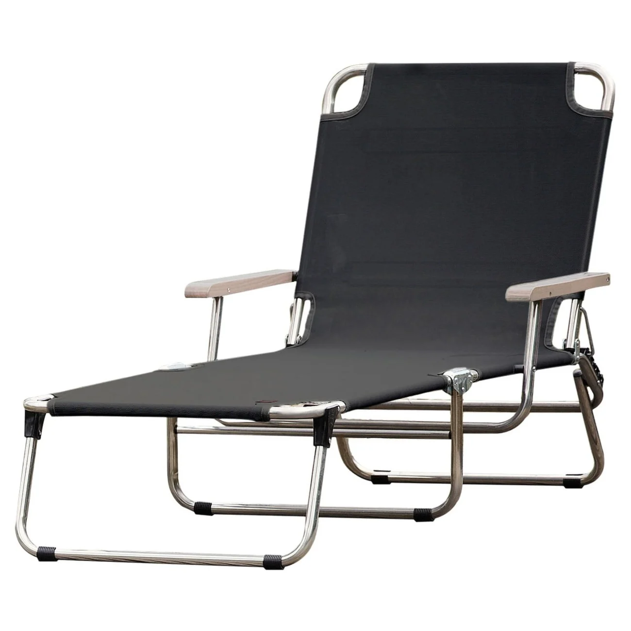Gartenliege Amigo 40+ von Fiam aus Aluminium mit Armlehne, modern, schwarz, 3-fach verstellbar