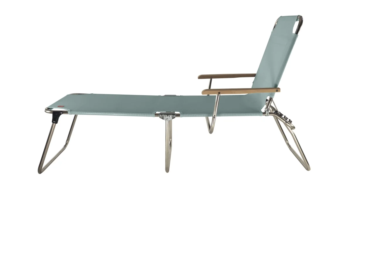 Gartenliege Amigo 40+ von Fiam aus Aluminium mit Armlehne, modern, salbeigrün, 3-fach verstellbar