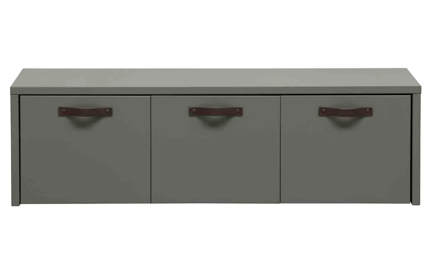 Sitzbank Stage aus Kiefernholz, modern mit Aufbewahrung, grün, drei Ablagefächer, mit Rollen - VTwonen