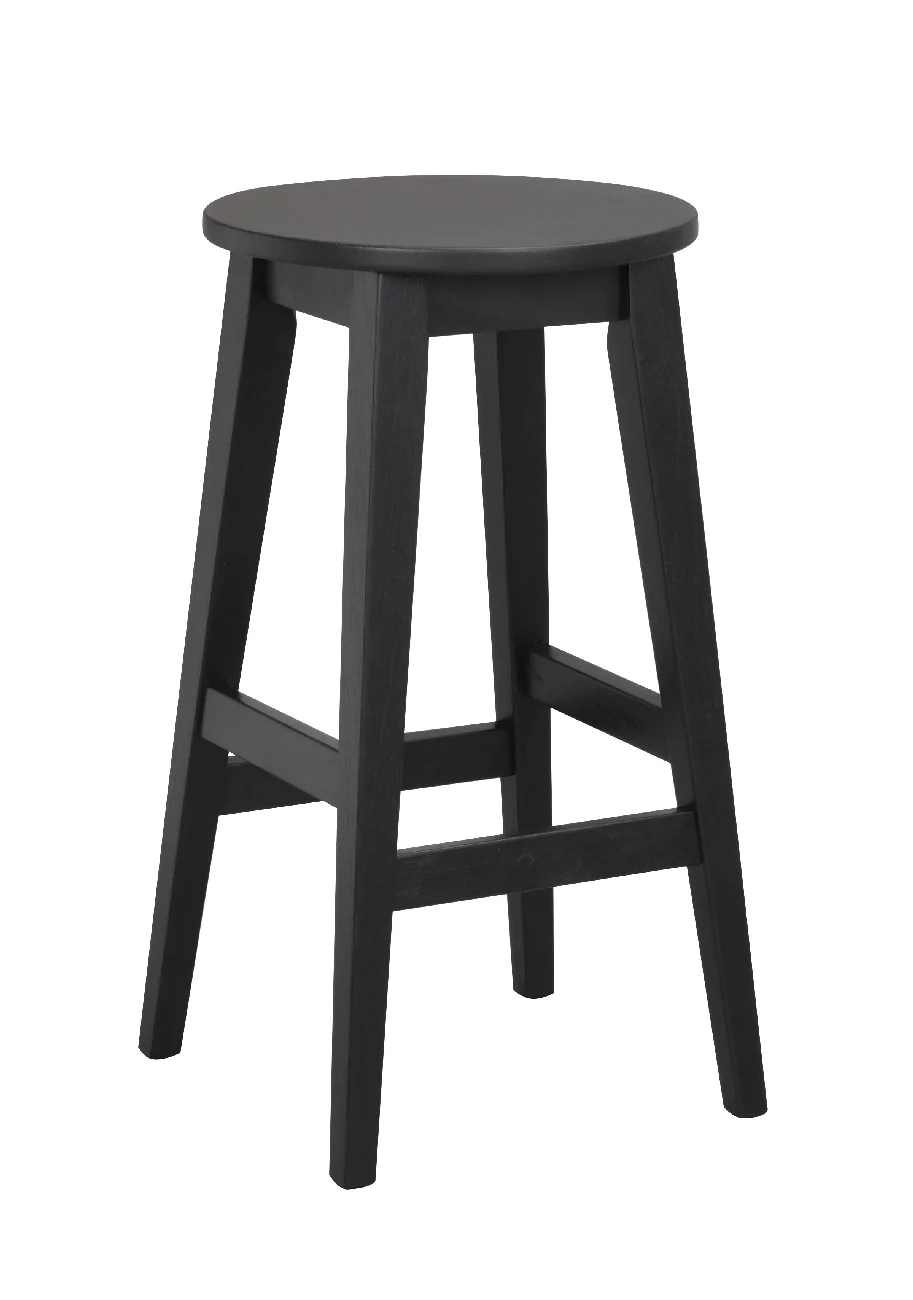 Barhocker Austin 2er Set aus Eiche, klassisch, Schwarz, stabile 4-Fuß-Gestell, 65 cm Sitzhöhe