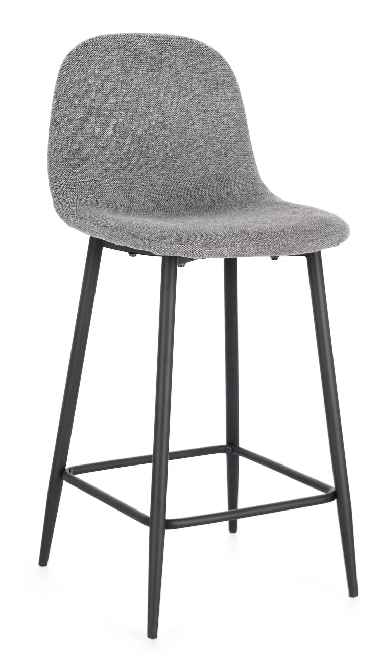 Barhocker Odelia 2er-Set aus Stoff, modern gepolstert, Dunkelgrau, Metallgestell Schwarz