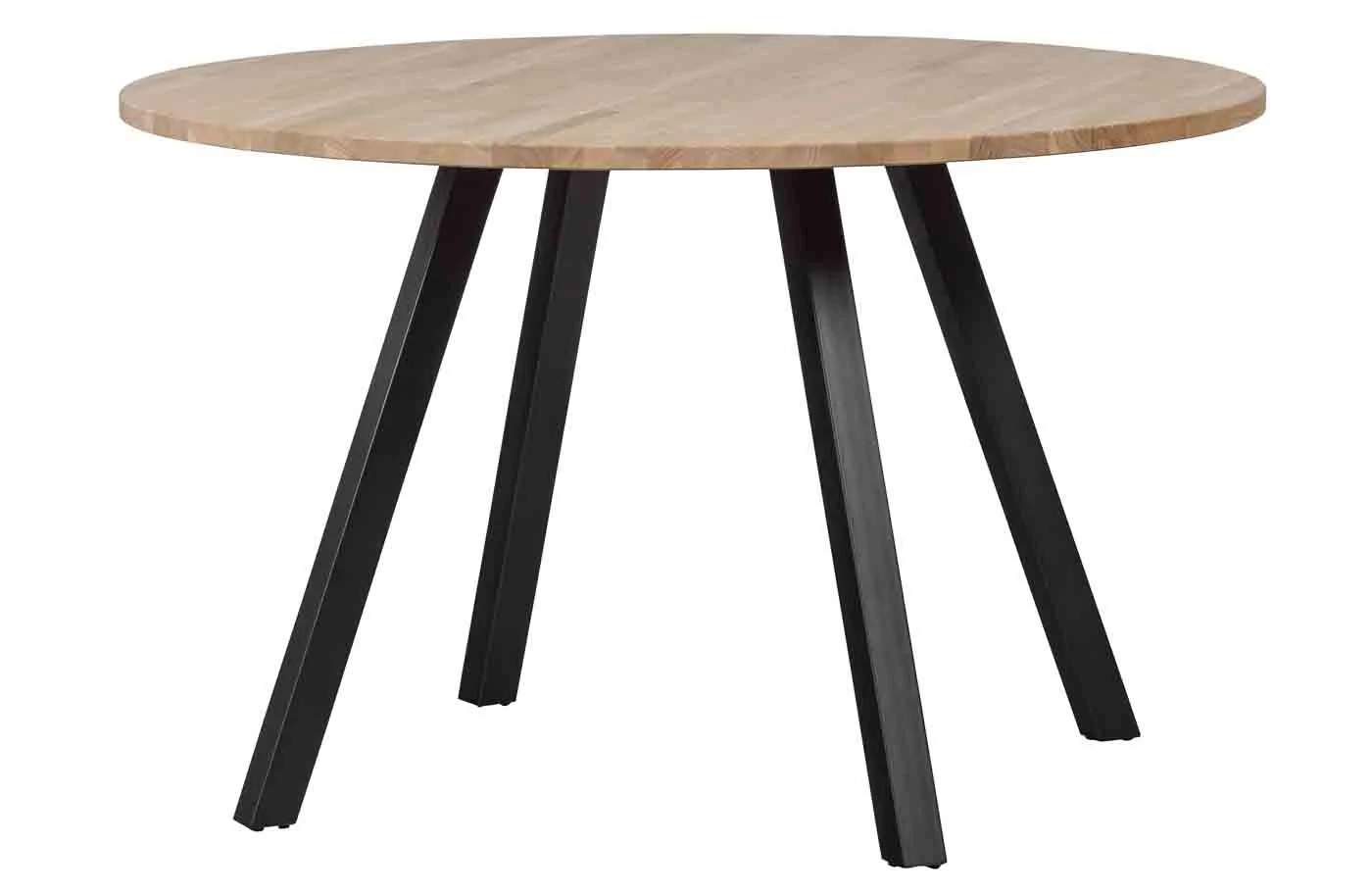 Esstisch Tablo aus Eiche, modern rundes Design, natur, pulverbeschichtetes Metallgestell, 120 cm - Woood