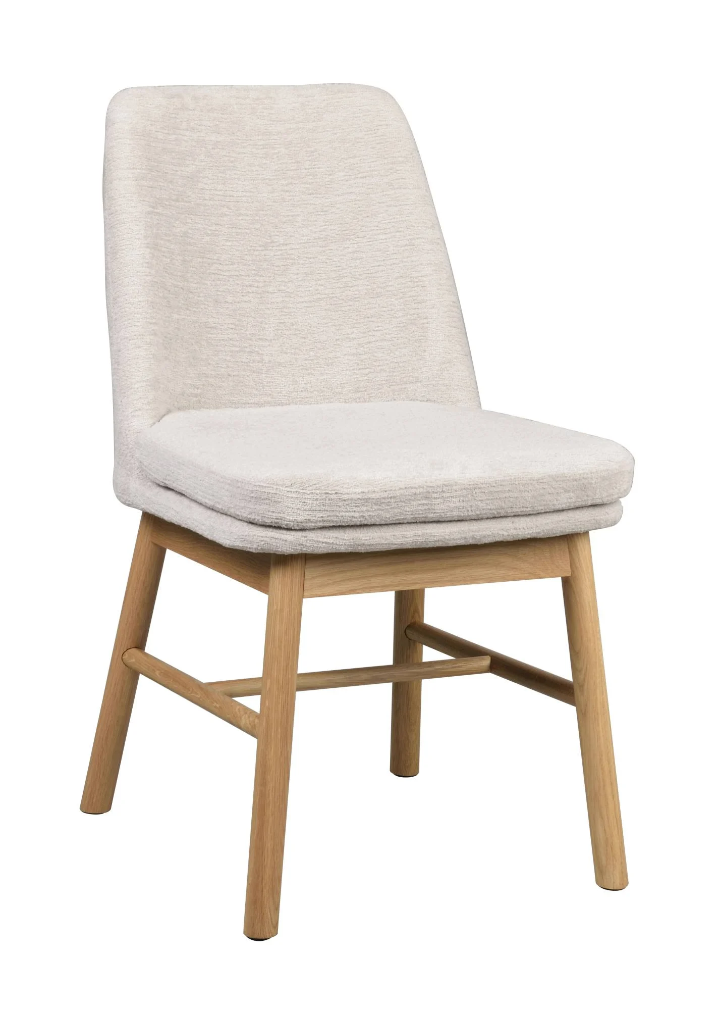 Stuhl Amesbury 2er Set aus Eiche mit Stoffbezug, skandinavisch modern, beige, abnehmbares Sitzkissen - Rowico