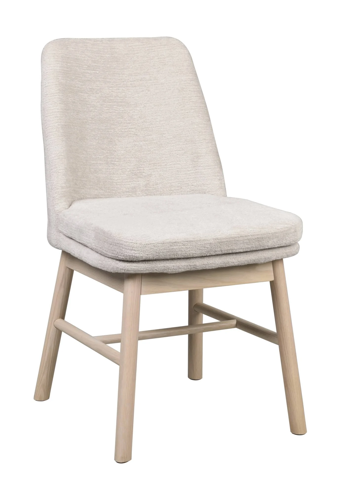 Stuhl Amesbury 2er Set aus Eiche Whitewash, skandinavischer Stil, beige gepolstert, abnehmbares Sitzkissen - Rowico