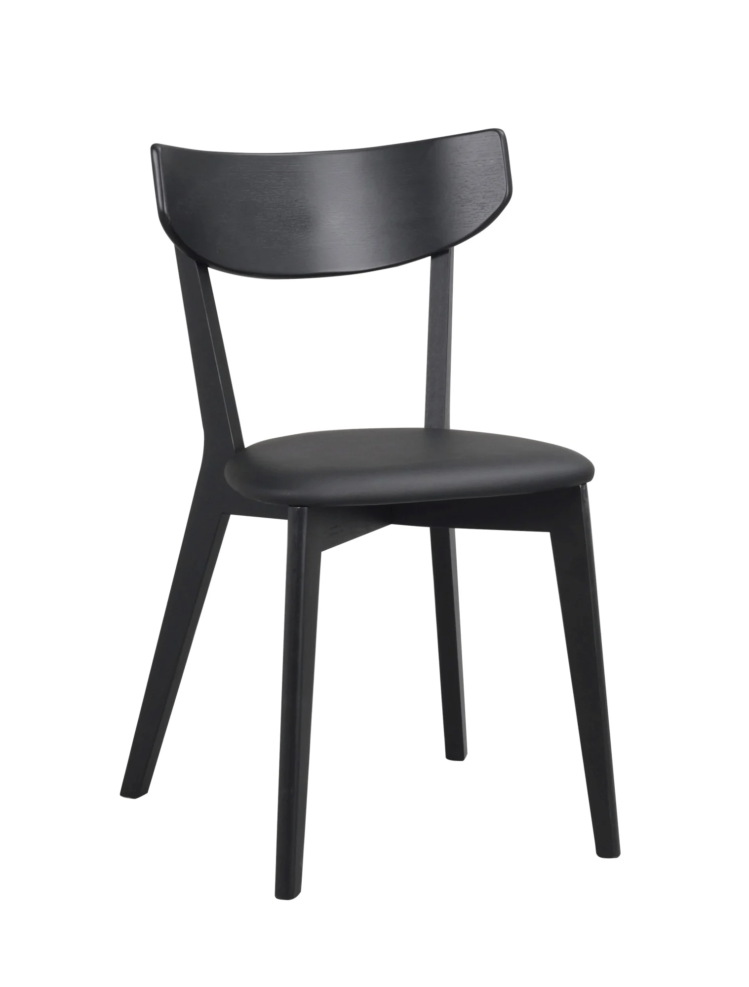 Stuhl Ami aus Eiche mit Kunstleder, skandinavisch gepolstert, 2er Set, Schwarz - Rowico