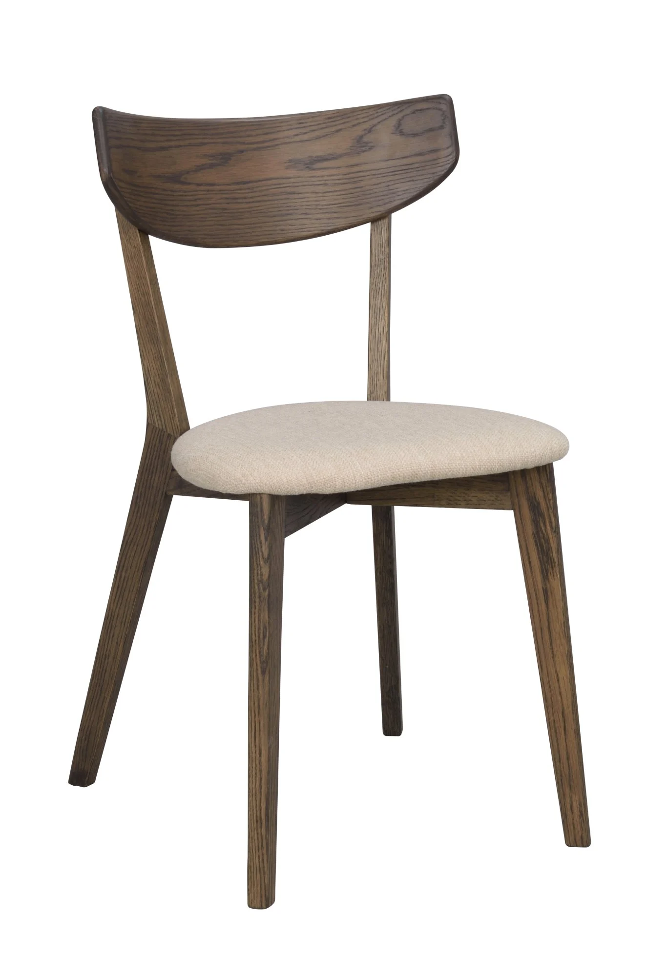 Stuhl Ami Eiche 2er Set aus massiver Eiche, skandinavisch gepolstert, Braun / Sand, robust und FSC-zertifiziert