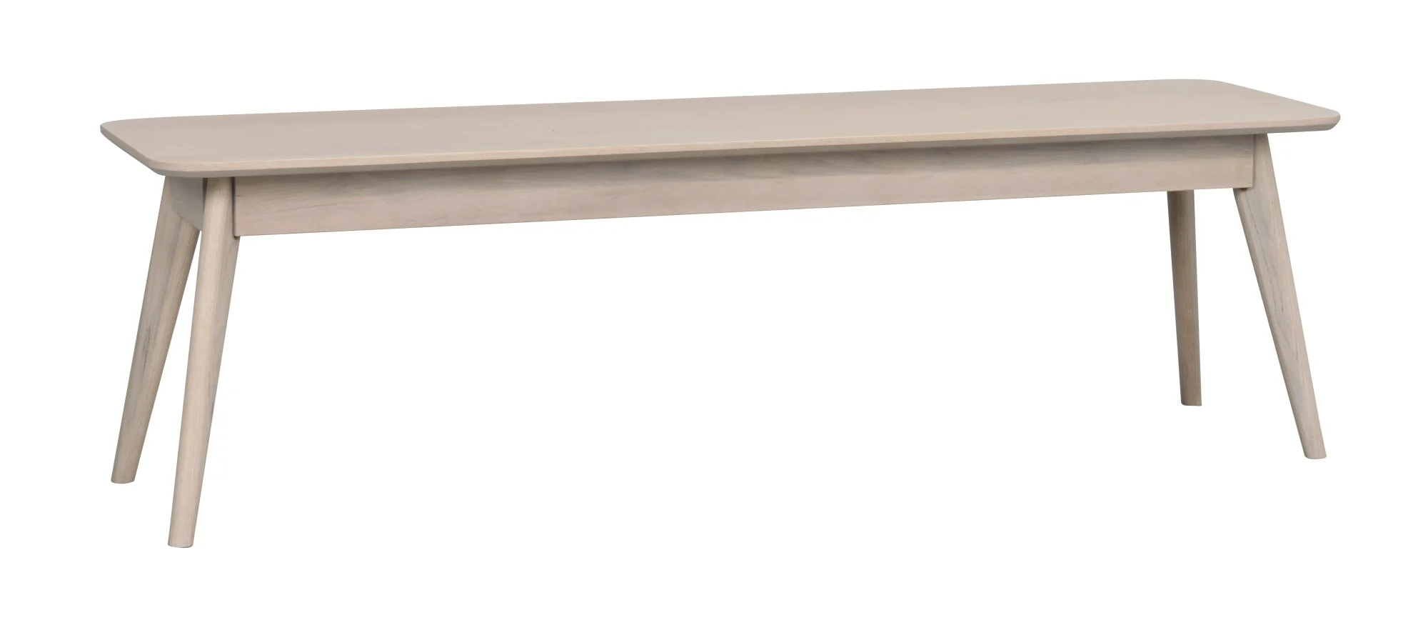 Sitzbank Yumi aus Eiche, skandinavisches Design, Whitewash, 155 cm, für 3 Personen - Rowico
